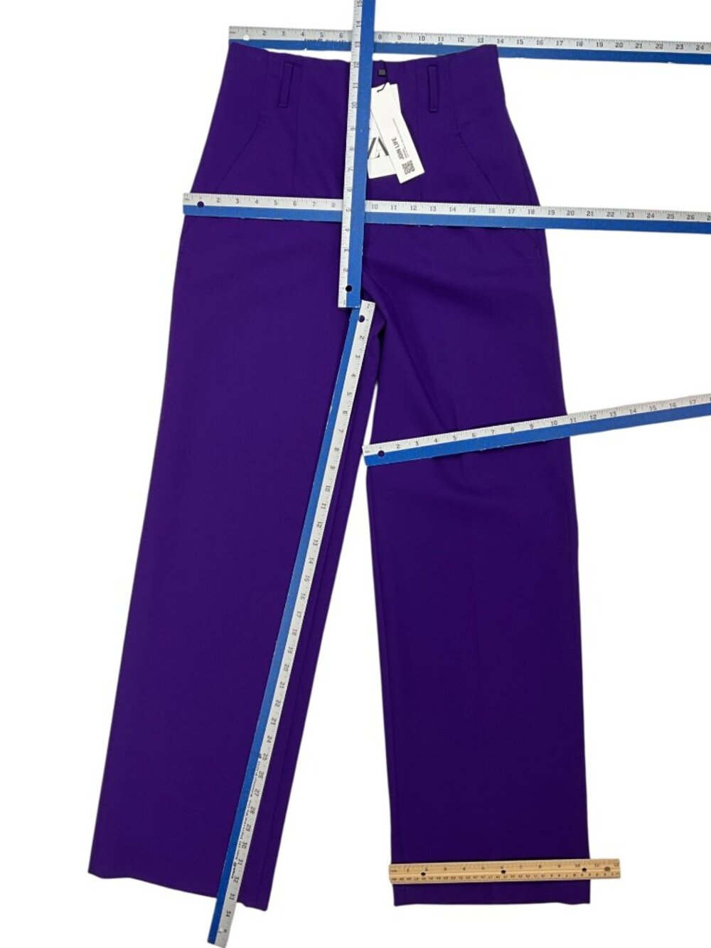 ZARA Wide Leg High Rise Trouser Pant S Royal Purple Fall Trendy - Picture 10 of 16